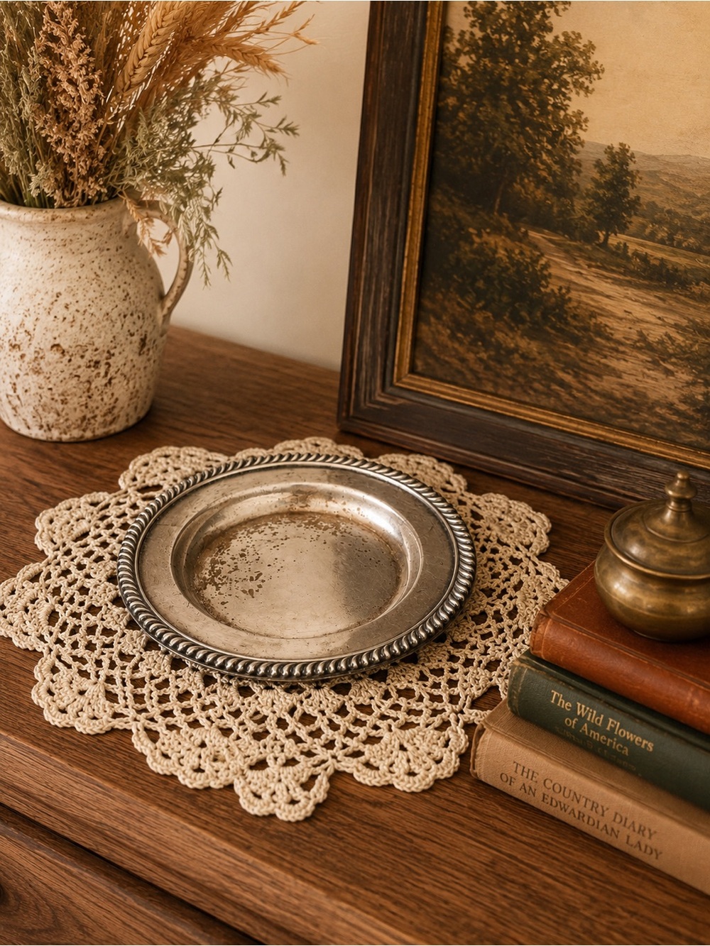 Vintage Silver Decorative Rope-Edge Plate